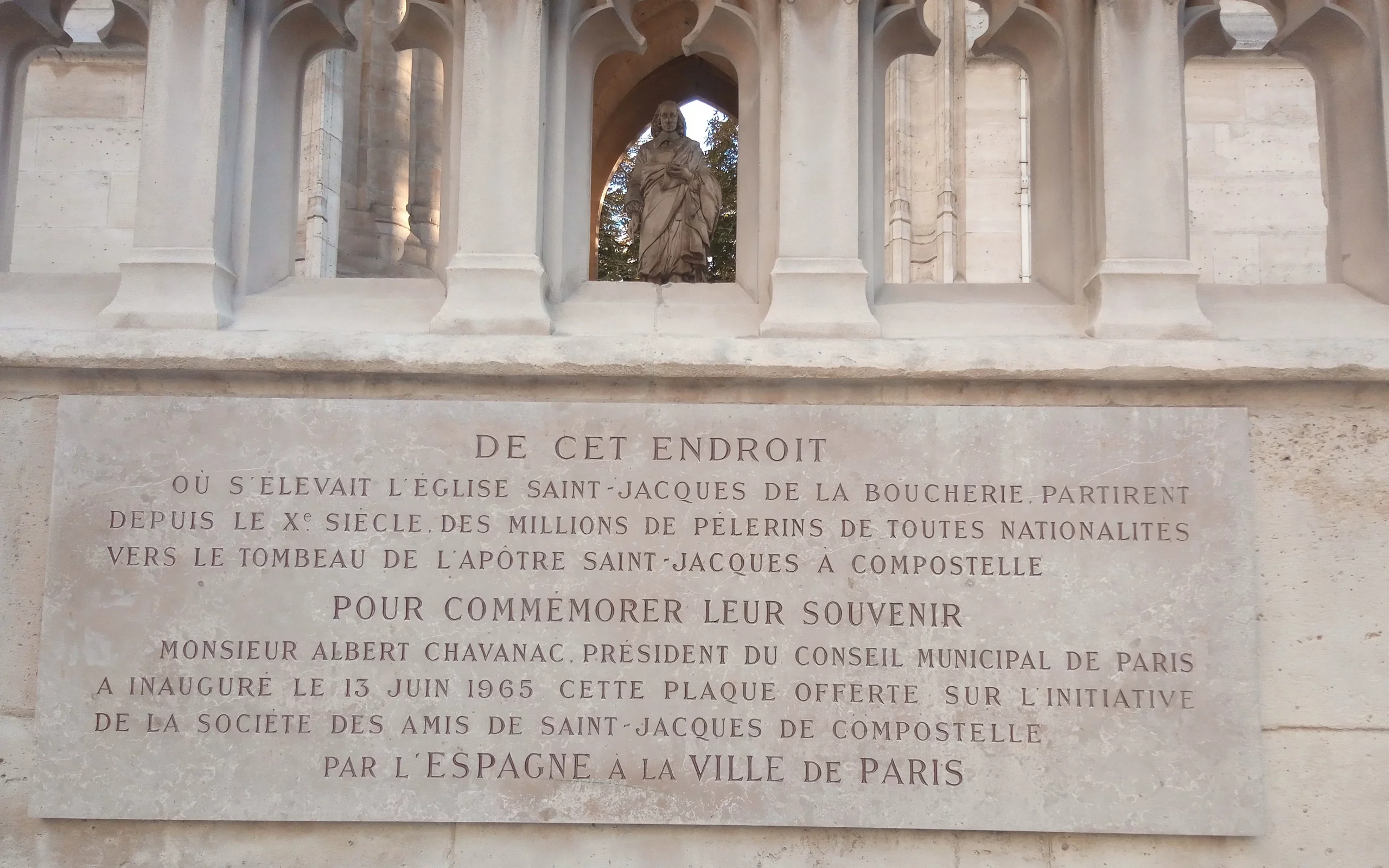 plaque commémorative tour Saint-Jacques